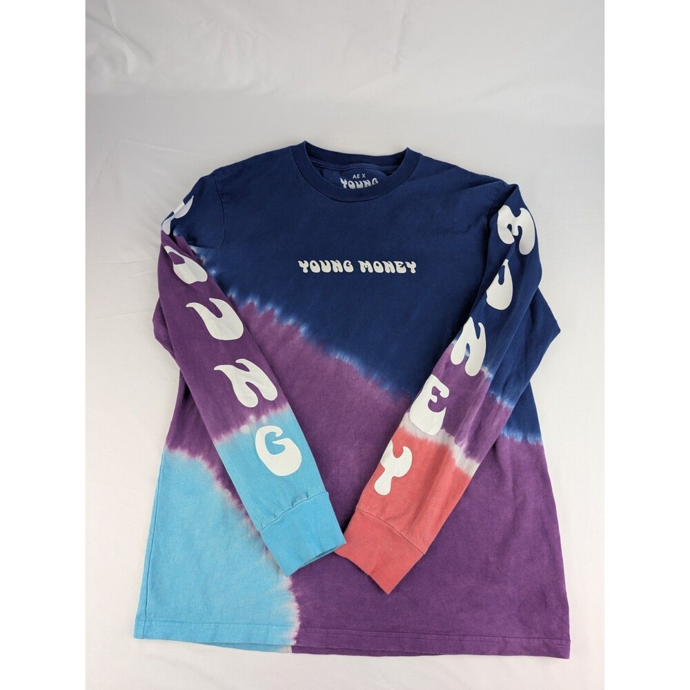 Men's M AE X YOUNG MONEY Long Sleeve Tye-Dye T Shirt Casual Medium Tiedie